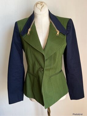 Givenchy Paris Green Navy Moto Zip Jacket Size 40